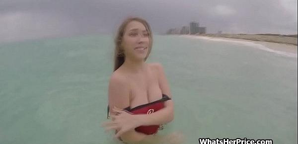  Busty lifeguard on paid cock duty